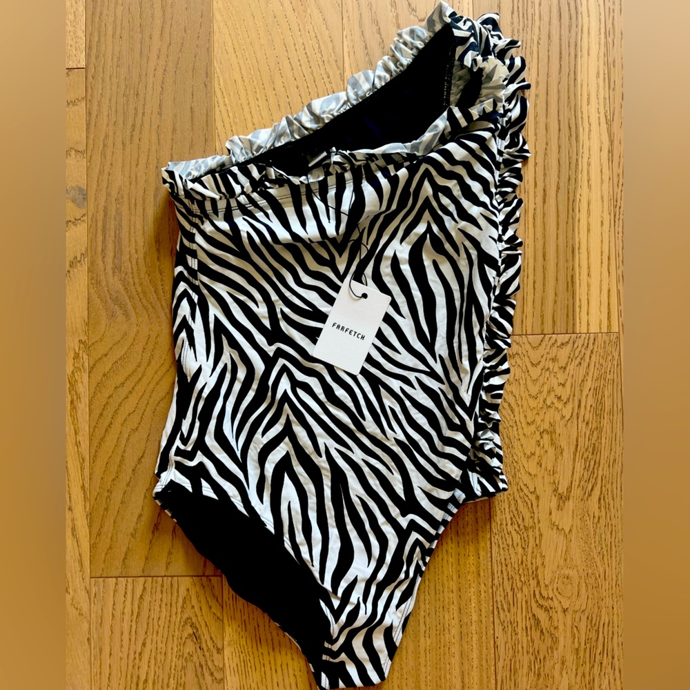 Leslie Amon Bathing Suit - Tami Zebra Suit - Size L